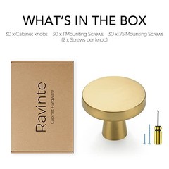 30 Rustic Kitchen Knobs – Gold Round Pulls – Solid Design for Cabinets