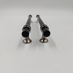 Shiny Black with Chrome Silver Long Cabinet Handles T Bar Drawer Pulls 2pc Lot