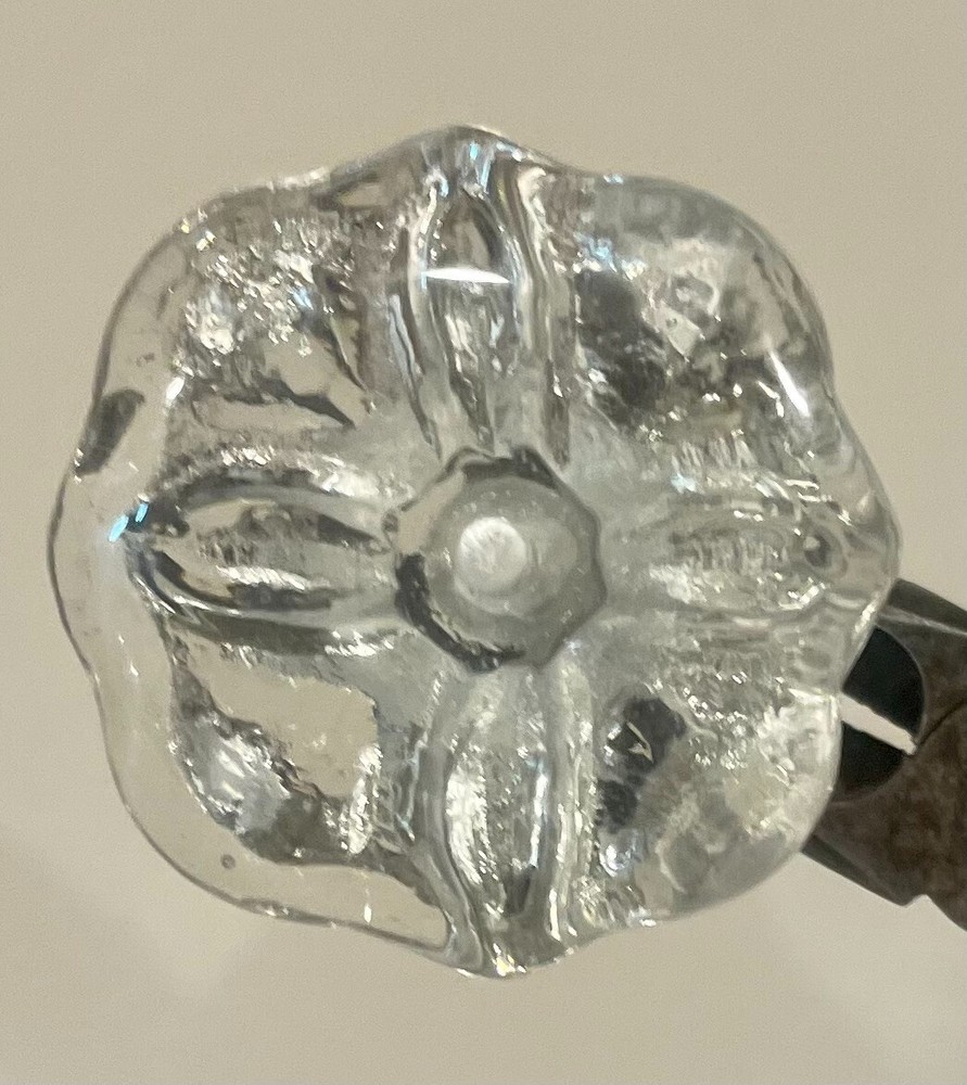 Set 4 Clear Glass Rose Dresser Drawer Pulls Cabinet Furniture Door Knobs 1.75″