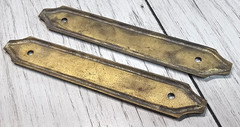 Set of 10 – Brushed Brass 6.5″ Cabinet Drawer Door Handle Pull Backplates 2 Hole