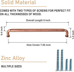 Antique Copper Cabinet Pulls – 6 Pack 7.5 Inch Kitchen Drawer Handles