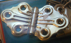 2 Vintage Embossed Butterfly Cabinet Hoosier Door Nickel Plated Hinges USA NOS