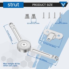 2 PCS Heavy Duty Lid Support Fixed Hinge For 50 Lb Box Soft Close 0110 Deg