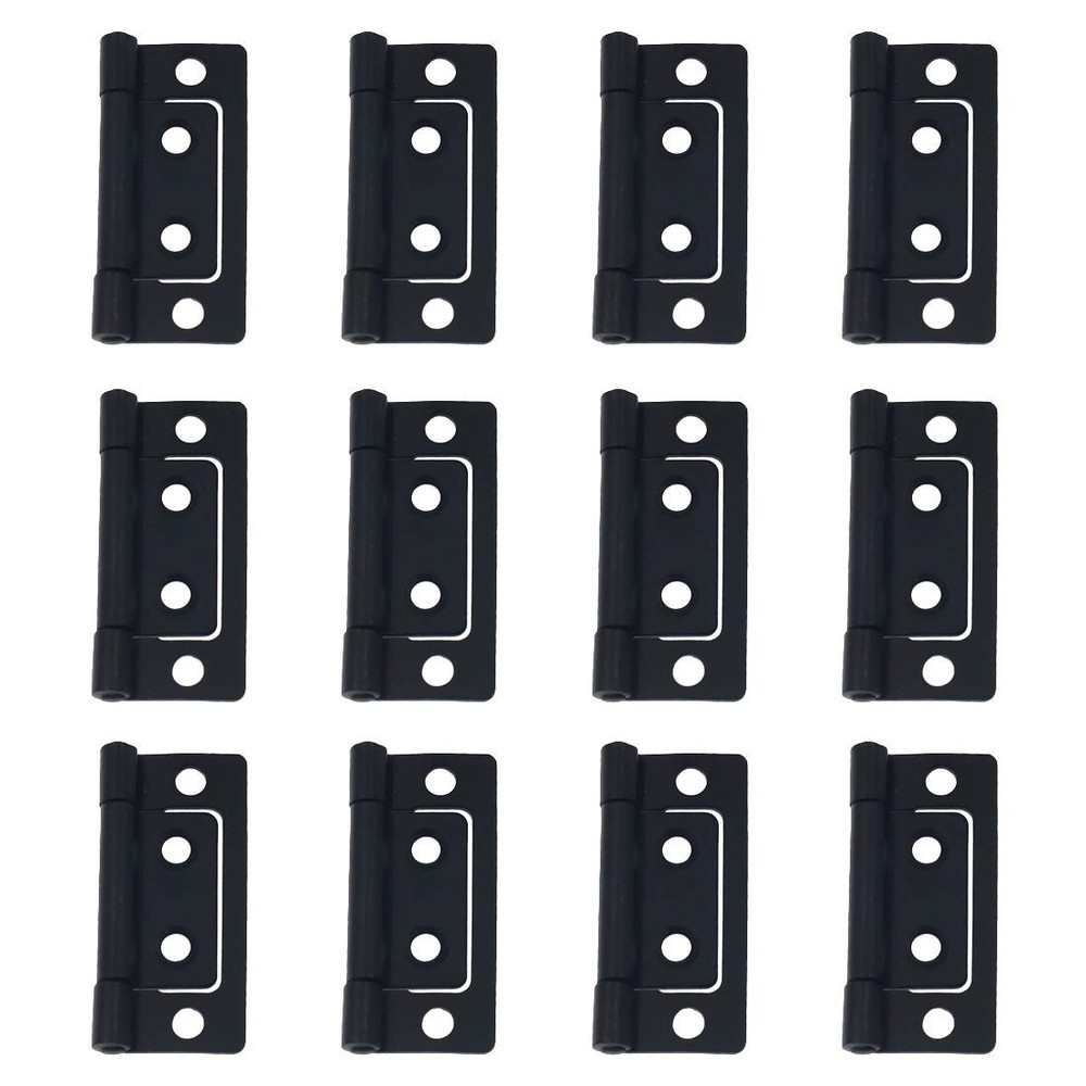 Luomorgo 12 Pcs Non Mortise Hinges Heavy Duty Chest for Door Black