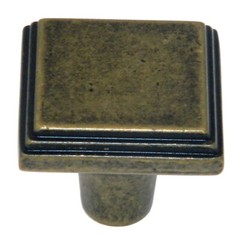 Amerock Manor Weathered Brass 1″ Square Cabinet Pull Knob BP26117R2