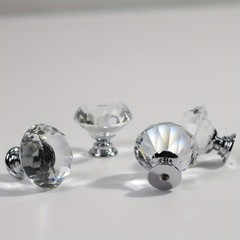 10X Clear Glass Drawer Pull Crystal Shape Handles Modern Furniture Hardware Home
