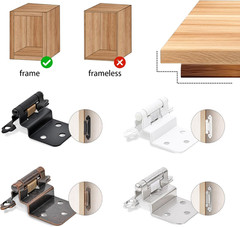 50 Pack 25 Pairs 3/8″ Inset Cabinet Door Hinges – White Offset Self Closing Hing
