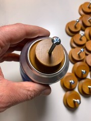 Set of 32: Wood Wooden Knobs Pulls Handles Natural Lacquered Round