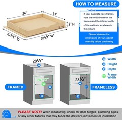 Birchwood Pull-Out Cabinet Drawers, 26″ W x 21″ D Pull Out Cabinet Organizer,…