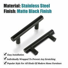 Matte Black Modern Cabinet Door Handles Pulls Kitchen Drawer Stainless Steel Lot