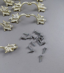 8 Vintage Ajax 990 French Provincial Drawer Cabinet Door Handle Pulls Gold White