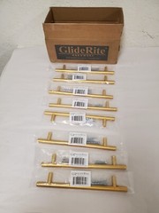 *8* GlideRite 6-1/4 in. Center-to-Center Satin Gold Solid Handle Bar Pulls