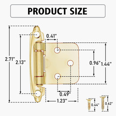 Gold Self-Closing Cabinet Hinges 1/2″ Overlay, 50 Pack (25 Pairs)