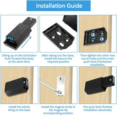 Heavy Duty Push to Open Door Latch, 2 Pack Black Magnetic Push Latches, Hidden P