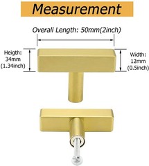 Cabinet Knobs Kitchen Cabinet Hardware Knobs Square T Bar Gold Cupboard Handles
