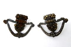 Pair of Vintage Brass Plated Metal Victorian Style Dresser Drawer Pulls Handles
