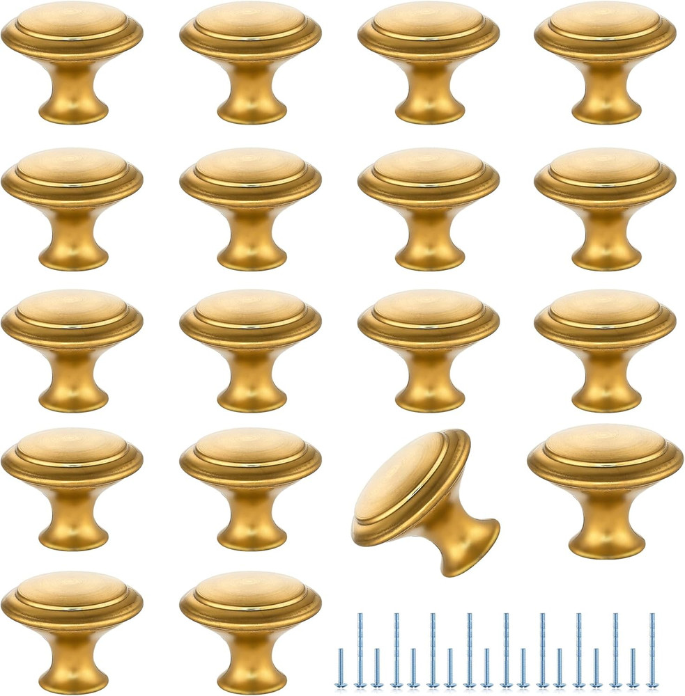 18 Pack Gold Cabinet Drawer Hardware 30mm Kitchen Cabinet Knobs Drawer Pulls wit