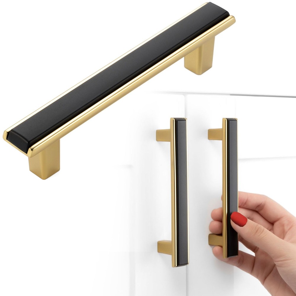 Black and Gold Cabinet Pulls Matte Black and Gold Kitchen Cabinet Handles, 5 …