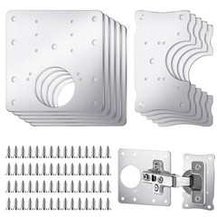 10 PCS Cabinet Hinge Repair Plate Stainless Steel Door Fixing Bracket Screws