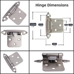 Brushed Nickel Self Closing Cabinet Hinges – 50 Pack