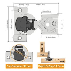 30 Pack 3/8″ Overlay 3D Soft Close Concealed Hinge for Frame Door, Smooth Slo…