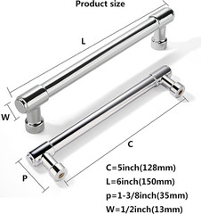 20 Pack Polished Chrome Cabinet Pulls 5 Inch(128Mm) Hole Center Solid Chrome Dra