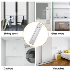 2 PCS 18CM SelfStick Rectangular Sliding Door Pull Brushed Steel Handle