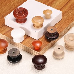 8pcs Wooden Knobs, 37mm/1.5″ Mushroom Shape Single Hole Drawer, Light Brown