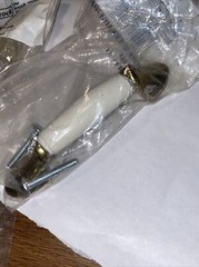 One BP981-R1W Amerock Cabinet Handle Pull 3″ Burnished Brass Ceramic Center NOS