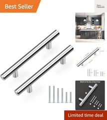5 Pack Hole Centers 90mm 3.5inch Polished Chrome Kitchen Cabinet Handles Stai…