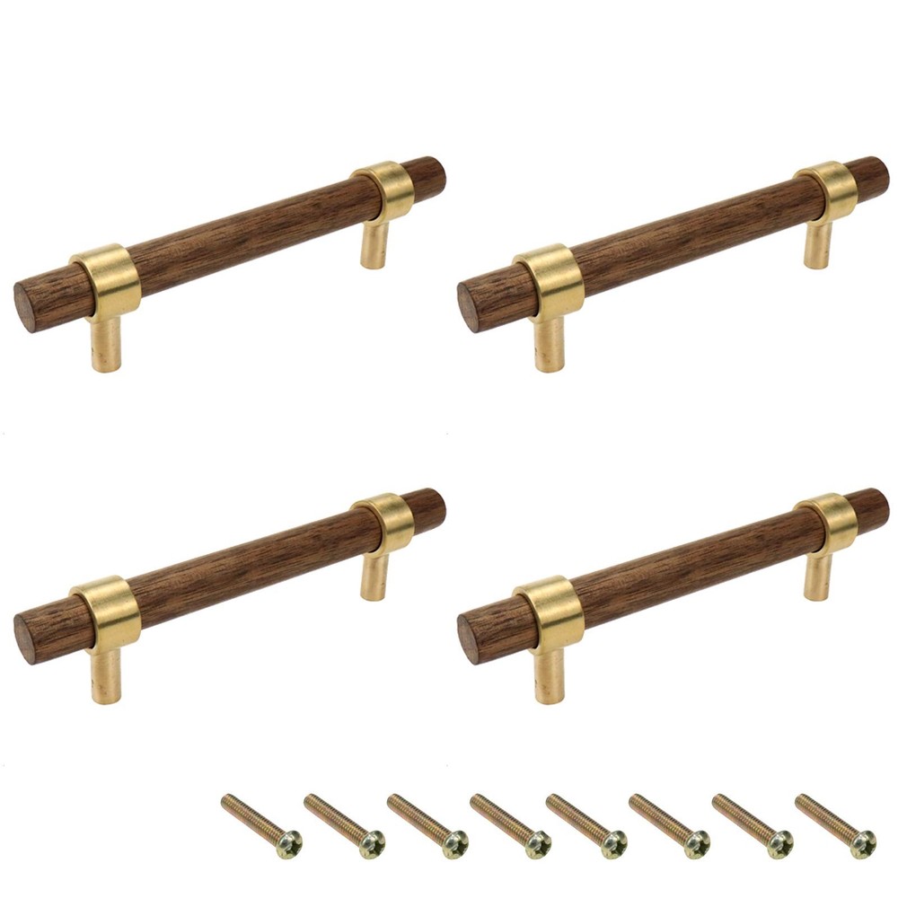 Drawer Pulls Brass Walnut Kitchen Wardrobe Cabinet Hardware 5.51″/140mm 4 PCS