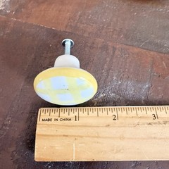 Yellow Gingham Check Ceramic Drawer Knobs Pulls Set of 10 Cottagecore Farmhouse