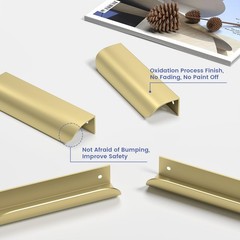 12 PCS 5 Inch Gold Cabinet Handles Drawer Pulls Kitchen Finger Edge Flat