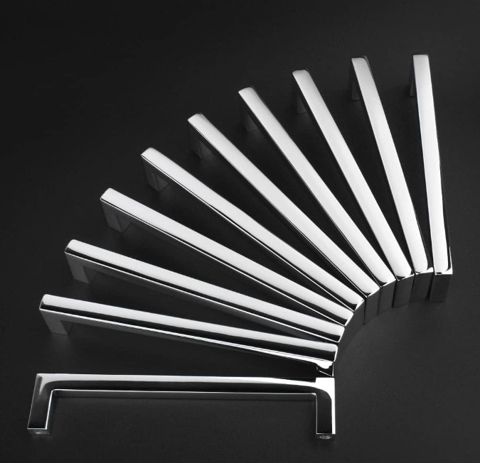 10 tiradores cuadrados 5″ cromo sólido para cocina, baño y dormitorio.