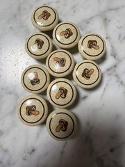 10pc Vintage 1970s Speckled Ceramic Mushroom Drawer Knobs