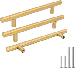 10 Pack 5-1/16″ Gold Cabinet Handles Brushed Brass Cabinet Pulls | Kitchen Cabin