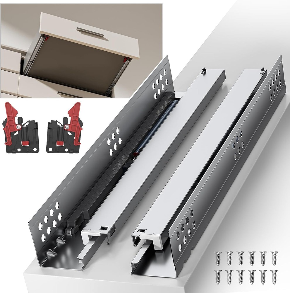 10 12 14 16 18 20 22 24 Inch Bottom Mount Soft Close Drawer Slides Full Exten…