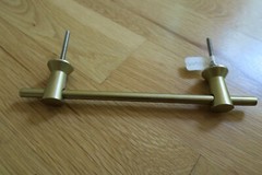 Anthropologie Quinn Cabinet Pull ~ Brushed Brass NEW Large 8.5″W 6″ between bolt
