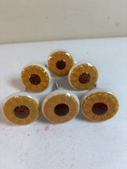 Sunflower Cabinet Drawer Knobs Pulls Ceramic Rustic Yellow 1.5” Bright Decor 6Pc