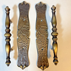 2 Amerock 177 Canada XL Carriage House Dark Brass Pull Handle and Backplate Vnt