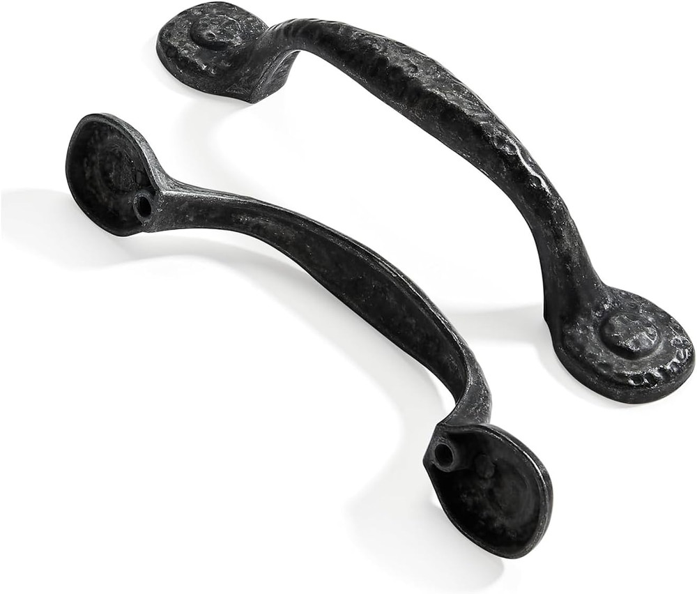 10 Pack 3 Inch (76Mm) Hole Center Black Iron Cabinet Pulls,Antique Black Rustic