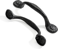 10 Pack 3 Inch (76Mm) Hole Center Black Iron Cabinet Pulls,Antique Black Rustic