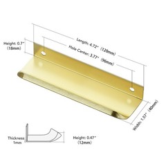 Gold Cabinet Handles 4.75 Inch Finger Edge Pulls 3.75 Inch Hole Center 6 Pcs