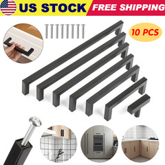 10Pack Black Cabinet Handles Drawer T Bar Pulls Kitchen Hardware Stainless Steel