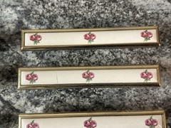 8 Floral Pink Rose Ceramic Drawer Pulls Vintage Cabinet Door Handles Brass