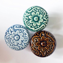 Ceramic Kitchen Cabinet Knobs 10 Pack Round Drawer Pulls 3 Size Screws Brown