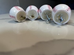 Set of 4 Baseball Pulls Cabinet Door Knobs Pulls Childs Dresser Drawers