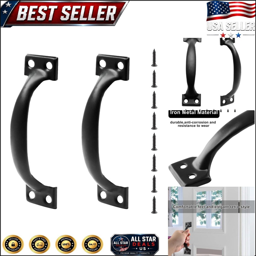 Set of 2 Vintage 5″ Rustic Black Iron Gate Handles for Doors and Cabinets