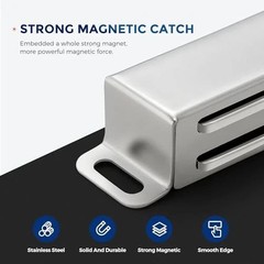 Cabinet Door Magnets, 60 Lbs Strong Magnetic Catch, Heavy Duty, 4 Pack, Silver