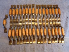 Vtg National Lock FI- 3854 Cabinet Handle Pull Lot of 32 USED Real Wood & Metal